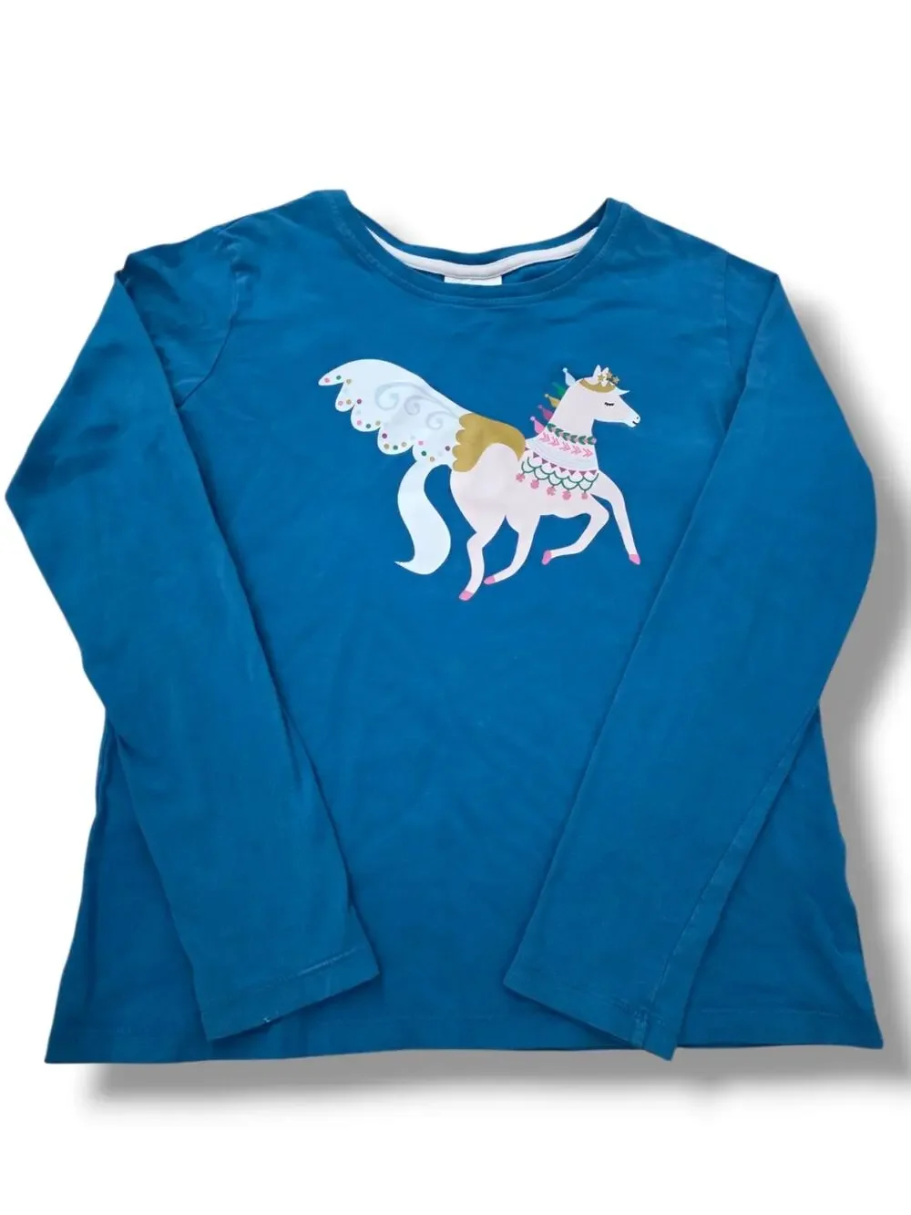 Hanna Andersson Girls Size 14/16 160cm Pegasus Long Sleeve Graphic Art Tee Shirt